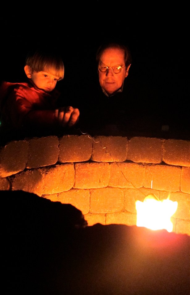 C and his G.G. roasting marshmallows